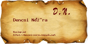 Dencsi Nóra névjegykártya